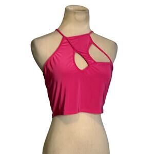 PrettyLittleThings pink cut out crop tank top size 6